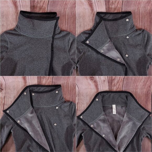 Ivivva Girls Size 10 Gray Business Wrap Fleece Lined Jacket Thumbholes Warm - Picture 6 of 15